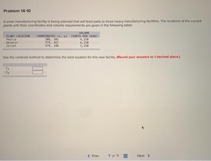  Problem 14-10 A small manufacturing facility is being planned that will