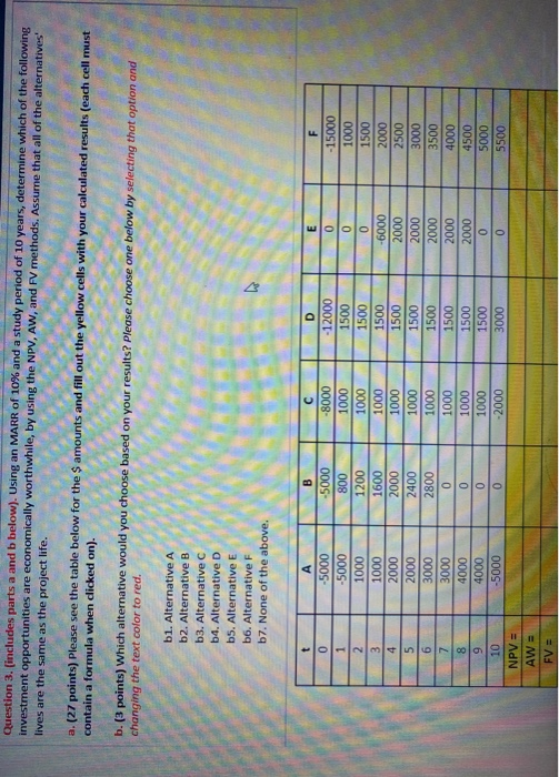  Question 3. [includes parts a and b below). Using an MARR