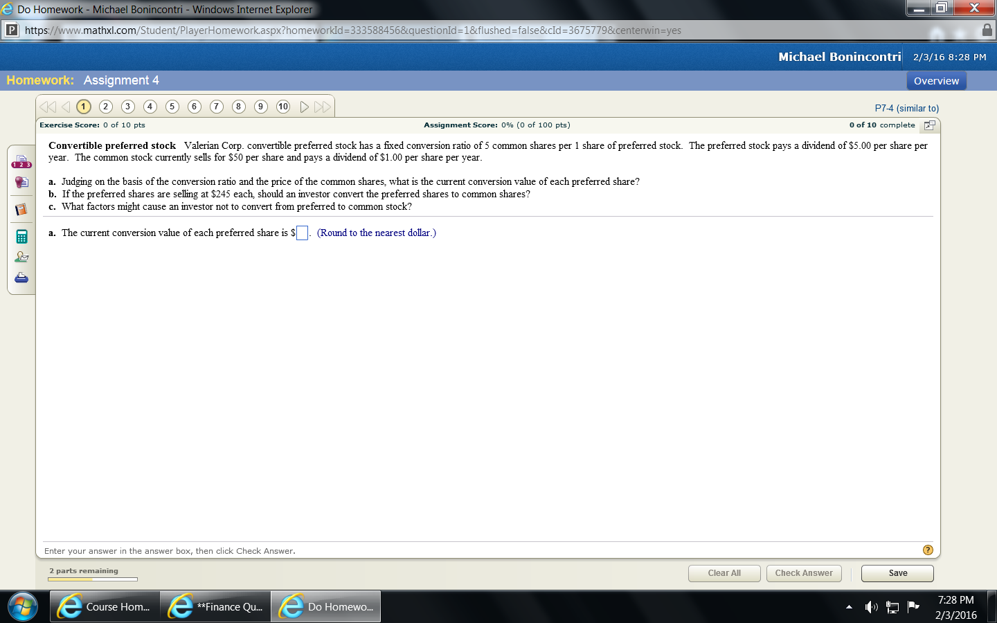 **Finance homework question. Cannot copy so screen shot pasted below. Thanks! e
