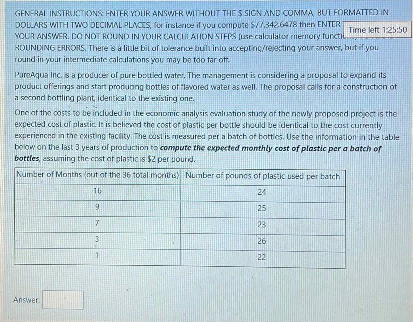  GENERAL INSTRUCTIONS: ENTER YOUR ANSWER WITHOUT THE $ SIGN AND COMMA,
