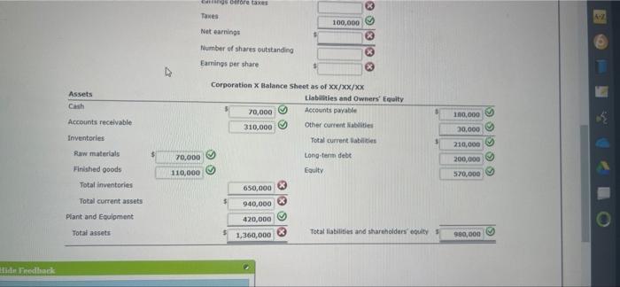 debt 200.000 Raw materials 70,000 Cash 70,000 Cost of goods sold 450,000