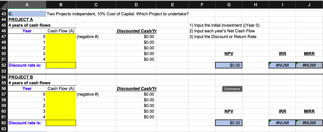 that the investments will produce the following after-tax cash flows (in millions