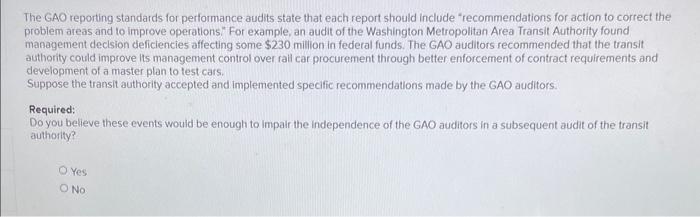  The GAO reporting standards for performance audits state that each report