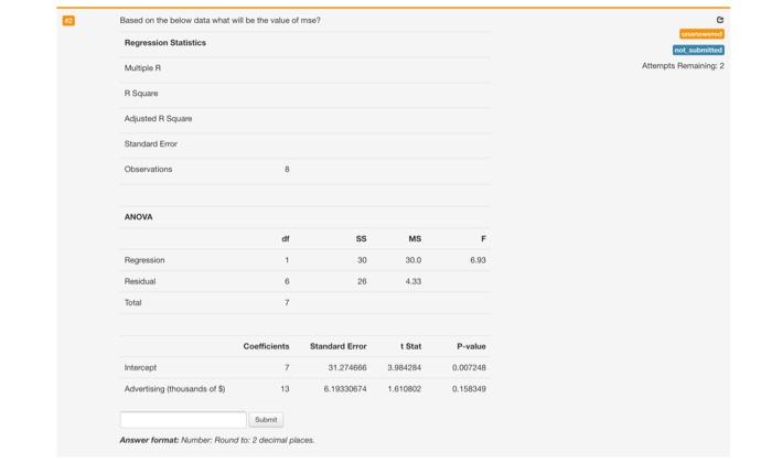  Based on the below data what will be the value of