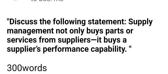  need answer in 250 words only. "Discuss the following statement: Supply