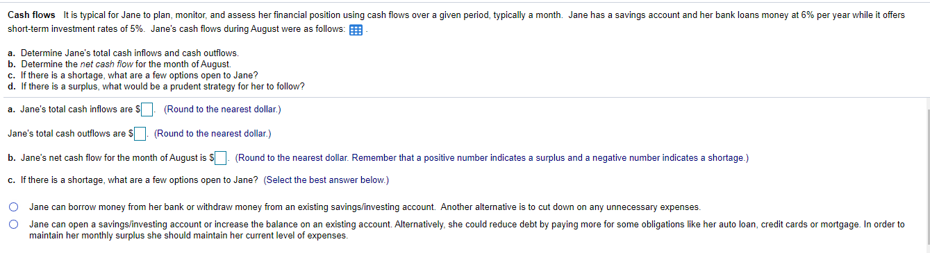 d.If there is a surplus, what would be a prudent strategy