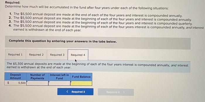 fund's balance. Note: Use tables, Excel, or a financial calculator. (FV of