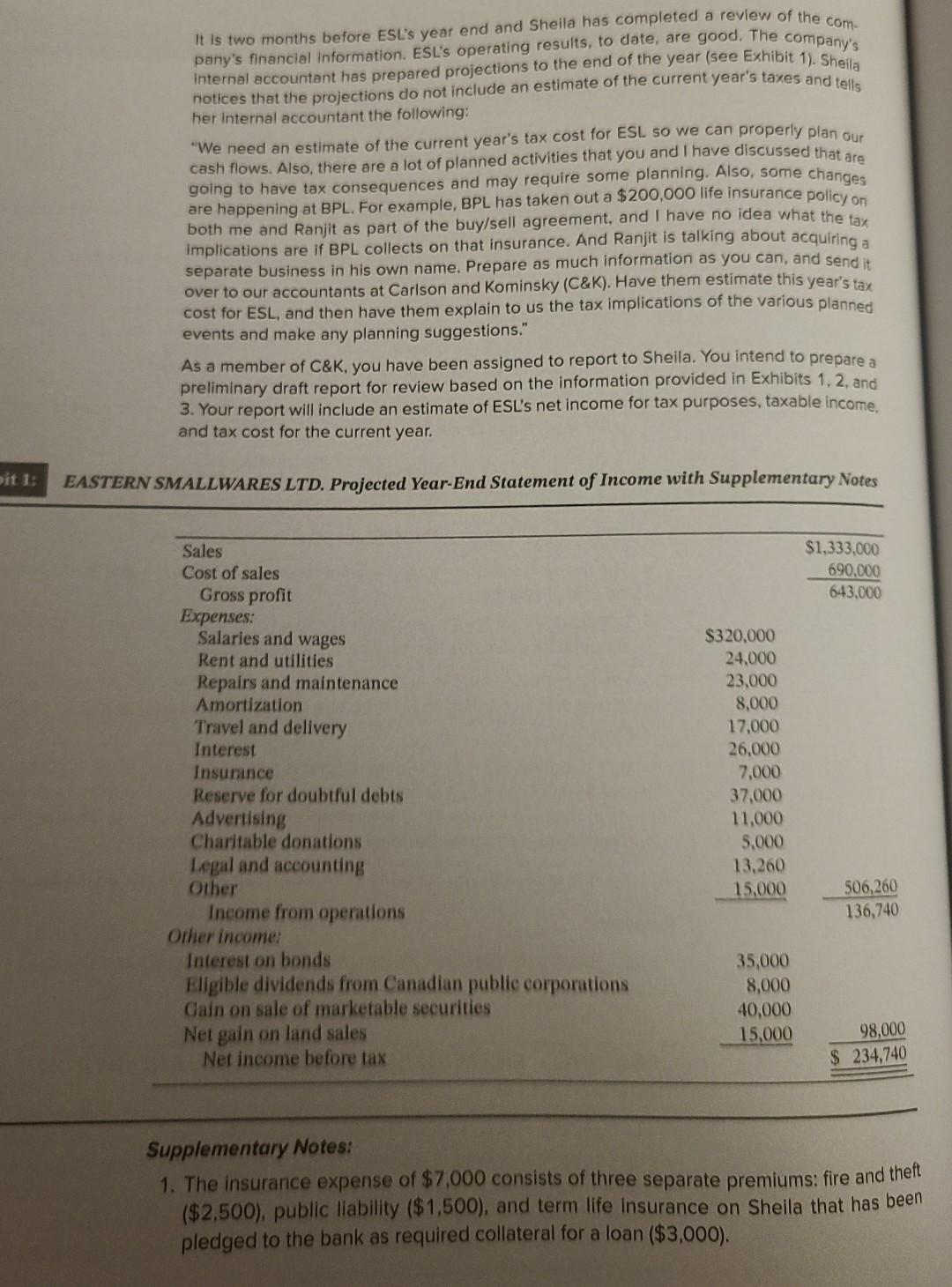 is the sole shareholder of Eastern Smallwares Ltd., a Canadian-controlled private corporation