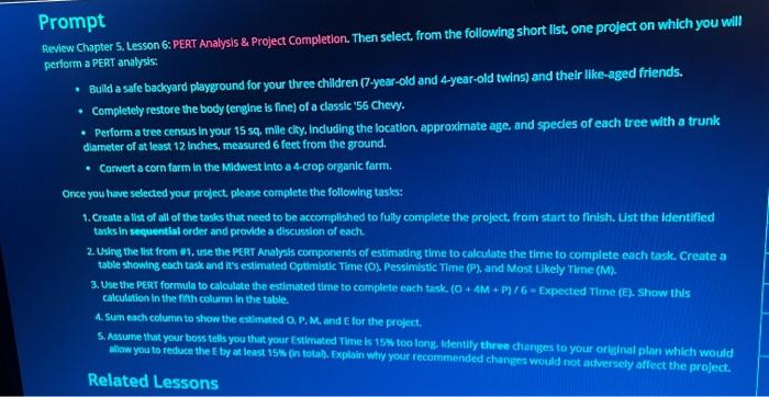 project", and complete the 5 steps that are listed in the pictures