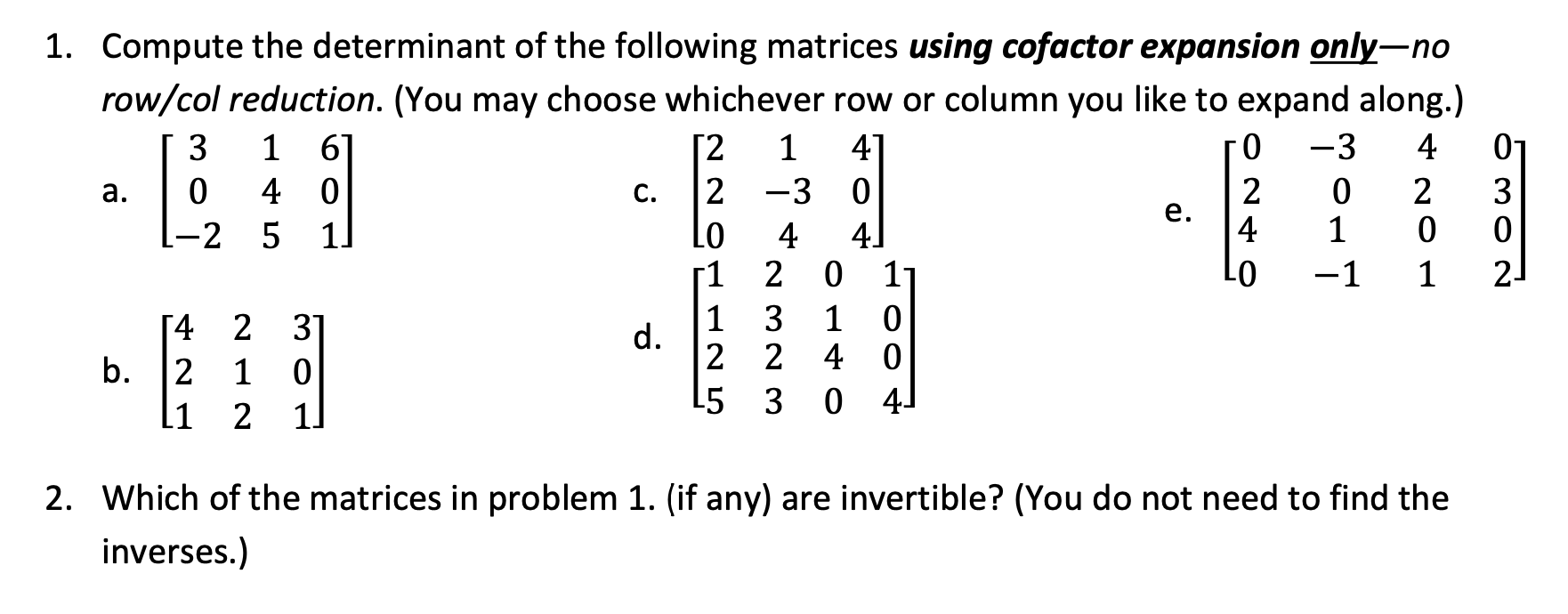 Linear Algebra Question - Please answer all questions and please show all