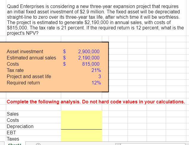 Please show me how to do this with the excel formulas Quad