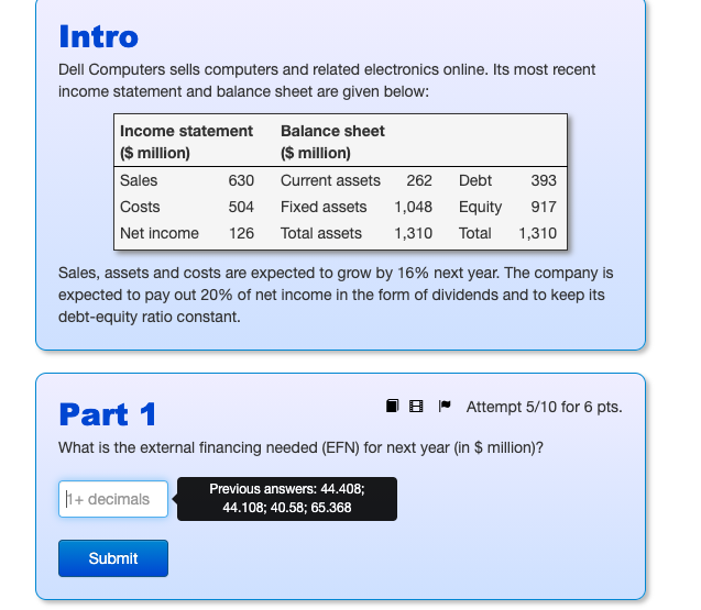 Dell Computers sells computers and related electronics online. Its most recent