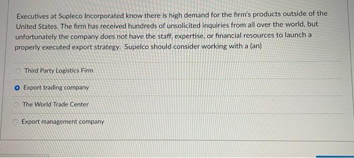  Executives at Supleco Incorporated know there is high demand for the