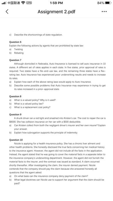 1/2 Due Nov 26 Question 1 a) What is the meaning of