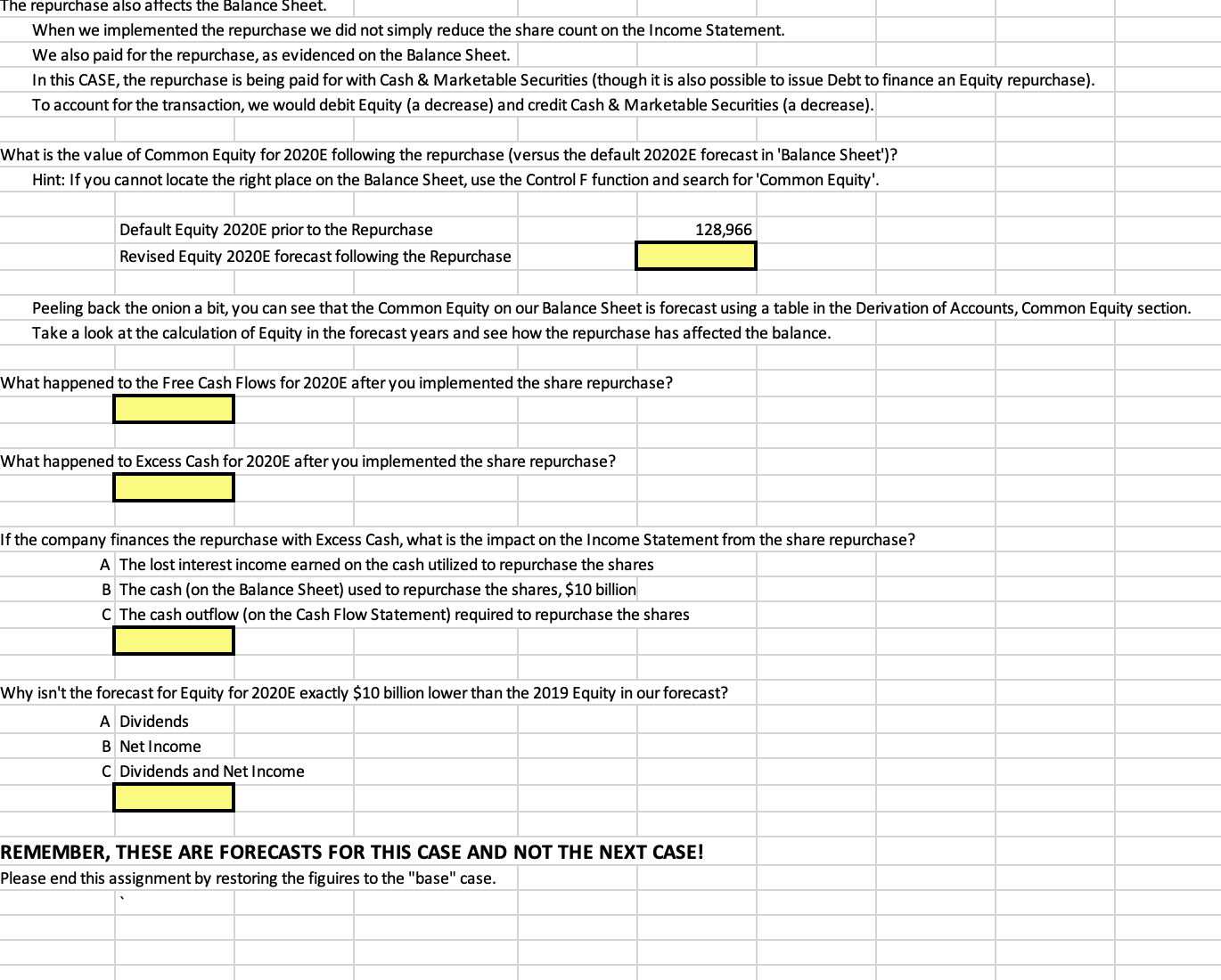 statements. Please start this assignment with the forecast for 2020E and 2021E