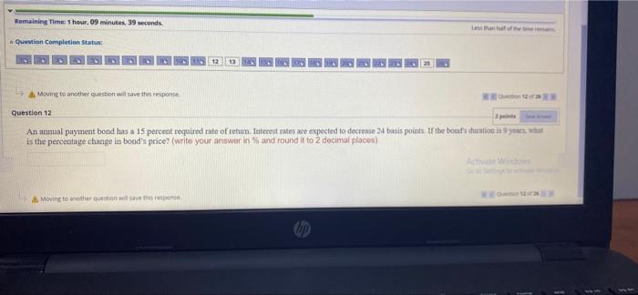  Rumaining Time: 1 hour, 19 minutes 39 seconds Question Completion Status: