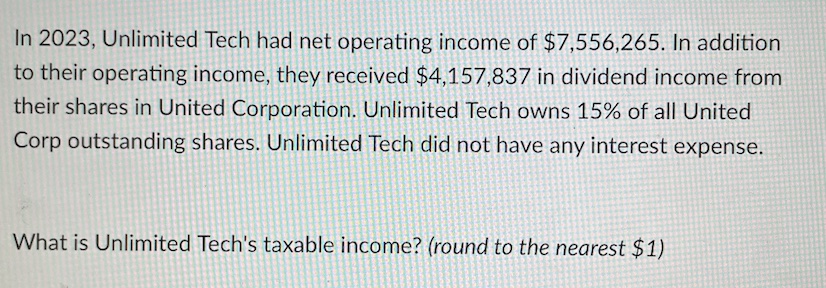  In 2023, Unlimited Tech had net operating income of $7,556,265. In