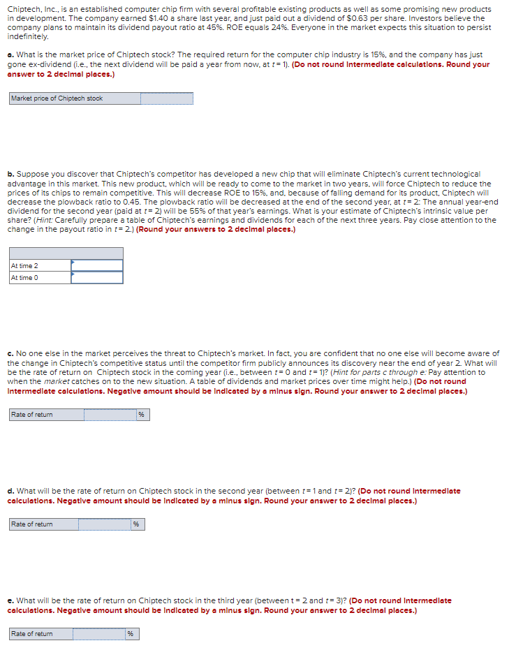  Chiptech, Inc., is an established computer chip firm with several profitable