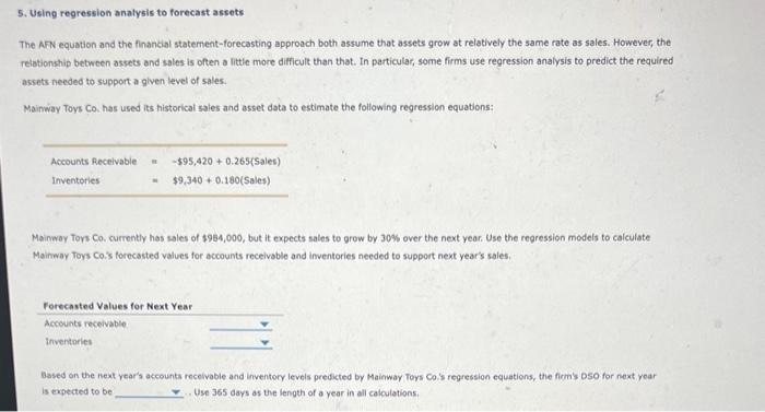  5. Using regression analysis to forecast assets The ARN equation and