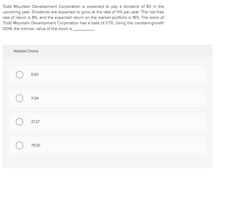  Todd Mountain Development Corporation is expected to pay a dividend of