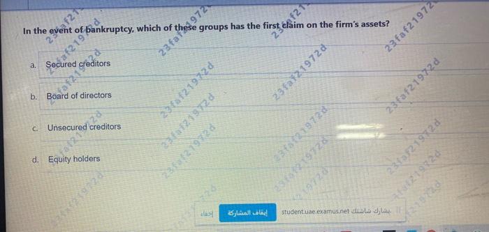  f2 In the groups has the first claim on the firm's