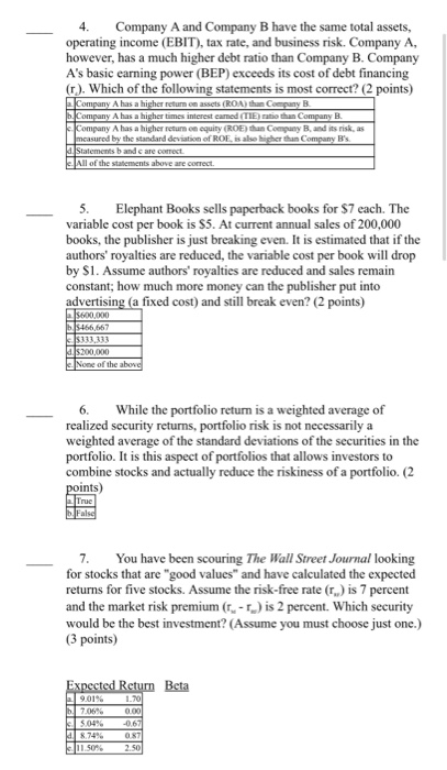 please outline clear steps how to solve the problems. thank you! Company