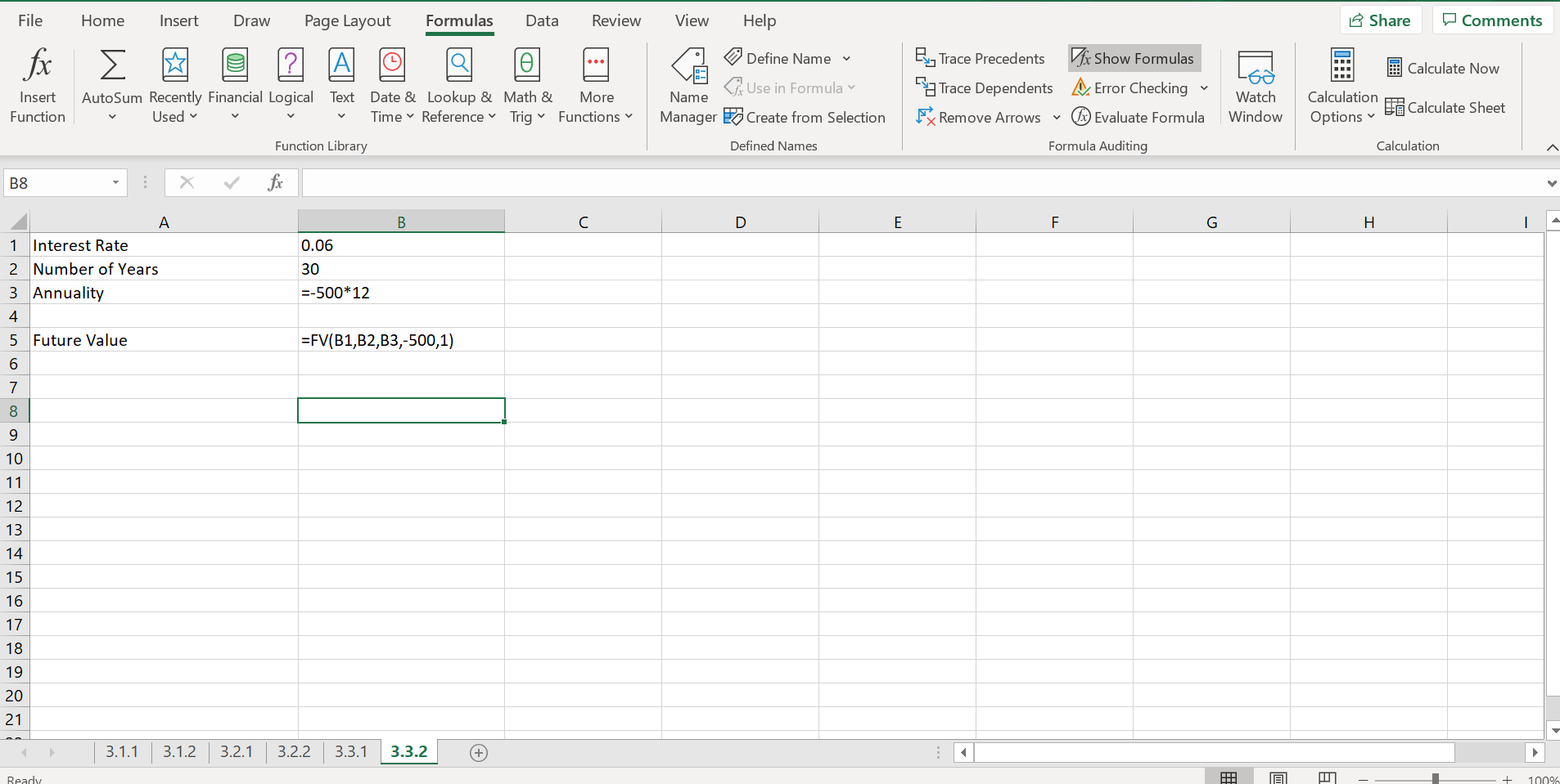 $500 each month for thirty years, earning a rate of 6% per