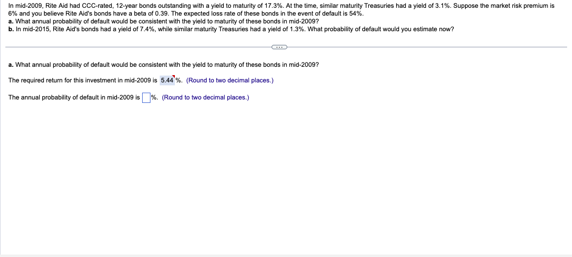  In mid-2009, Rite Aid had CCC-rated, 12-year bonds outstanding with a