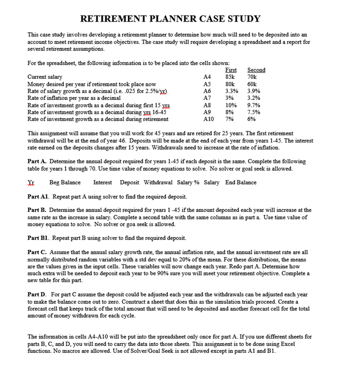 Please help with Part A for the the First and Second