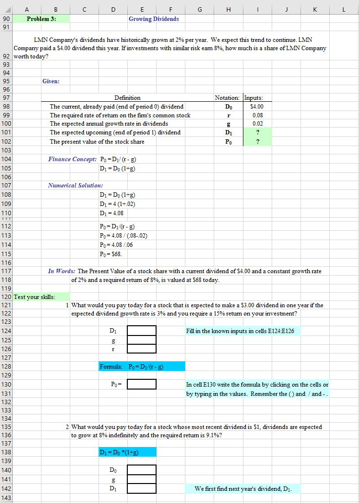 6.9 Chapter 6 HW - Spreadsheet Mastery // Stock // Problem 3