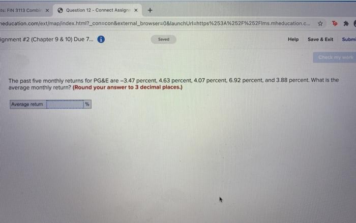  ts: FIN 3113 Combi x Question 12 - Connect Assign X