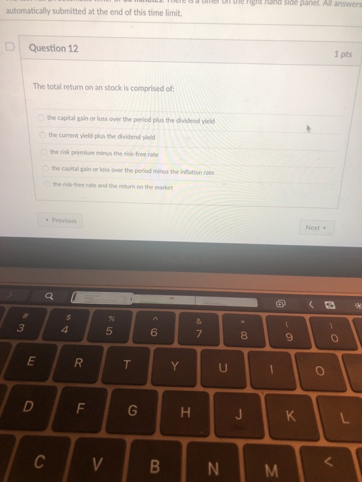  e Ulte right hand side panel. All answers automatically submitted at