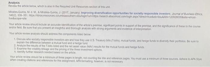  Analysis Review the article below, which is also in the Required