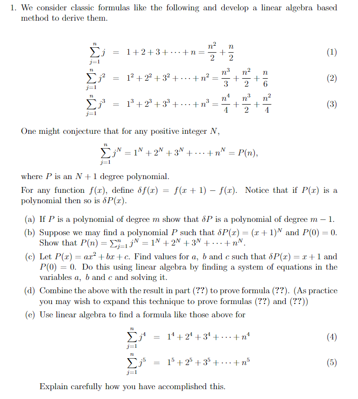  1. We consider classic formulas like the following and develop a