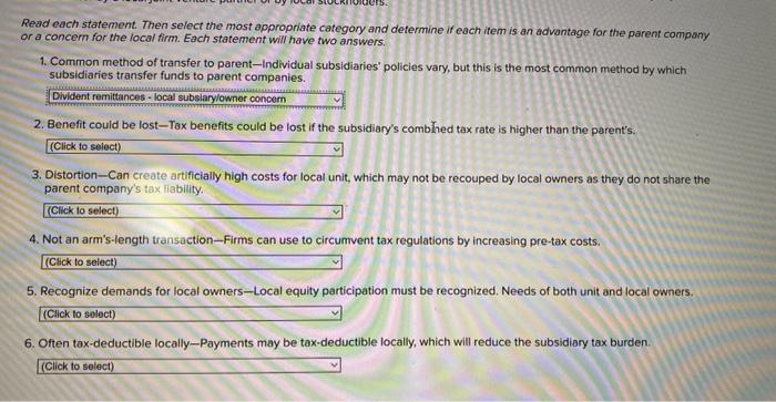  or a concern for the local firm. Each statement will have