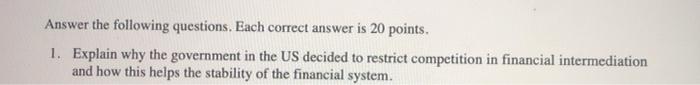  Answer the following questions. Each correct answer is 20 points. 1.