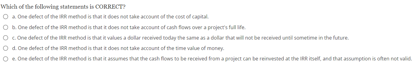 shown below. However, before the decision to accept or reject the project,