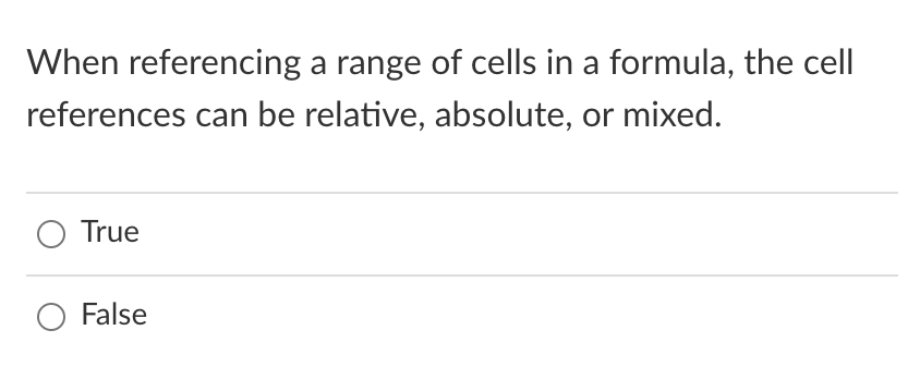 reference type to its description. Relative reference [Choose ] Absolute reference [Choose