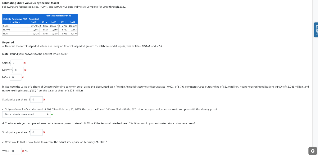  Estimating Share Value Using the DCF Model Following are forecasted sales,