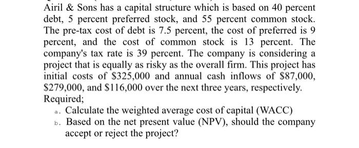 I require workflow for calculation question . Airil & Sons has a