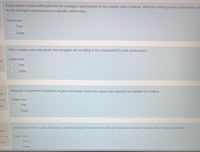  Equity based compensation plans tie the manager's performance to non-market value