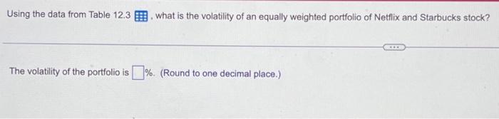 an equally weighted portfolio of Netflix and Starbucks stock? The volatility of