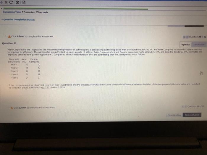  XC Remaining Time: 17 minutes, 19 seconds. Question Completion Status Click