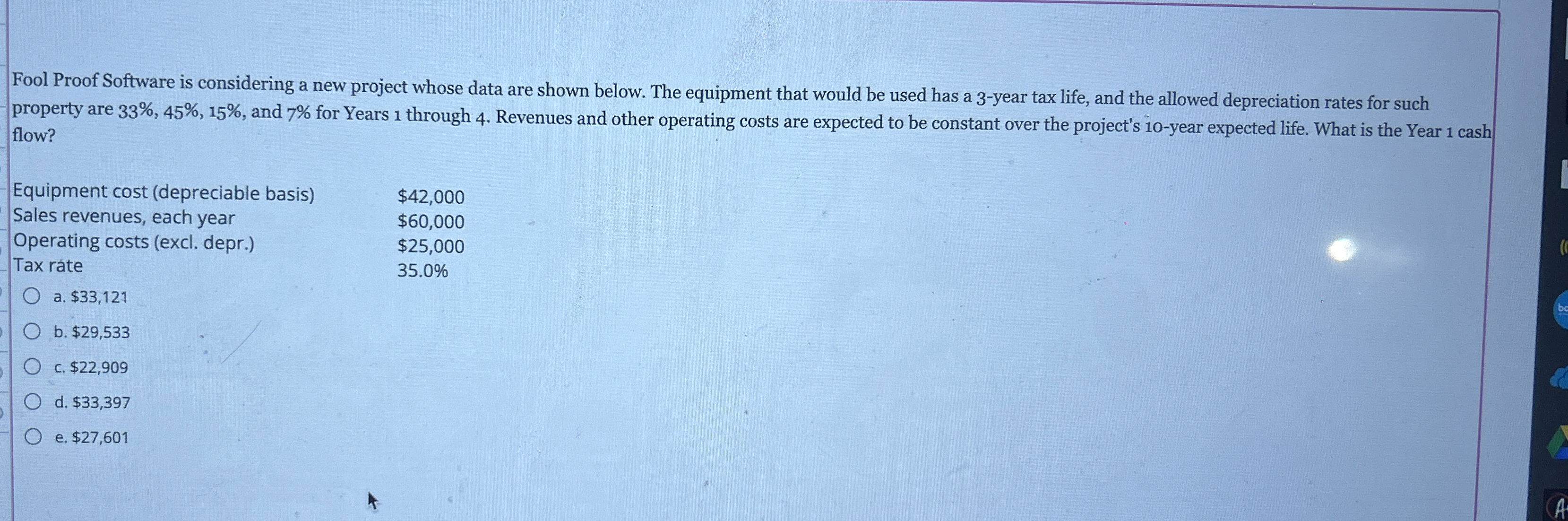  Fool Proof Software is considering a new project whose data are