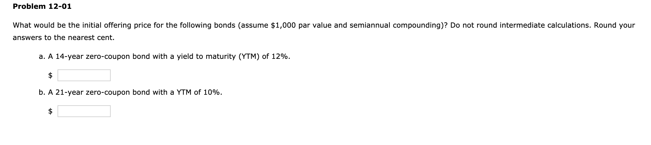  Problem 12-01 What would be the initial offering price for the