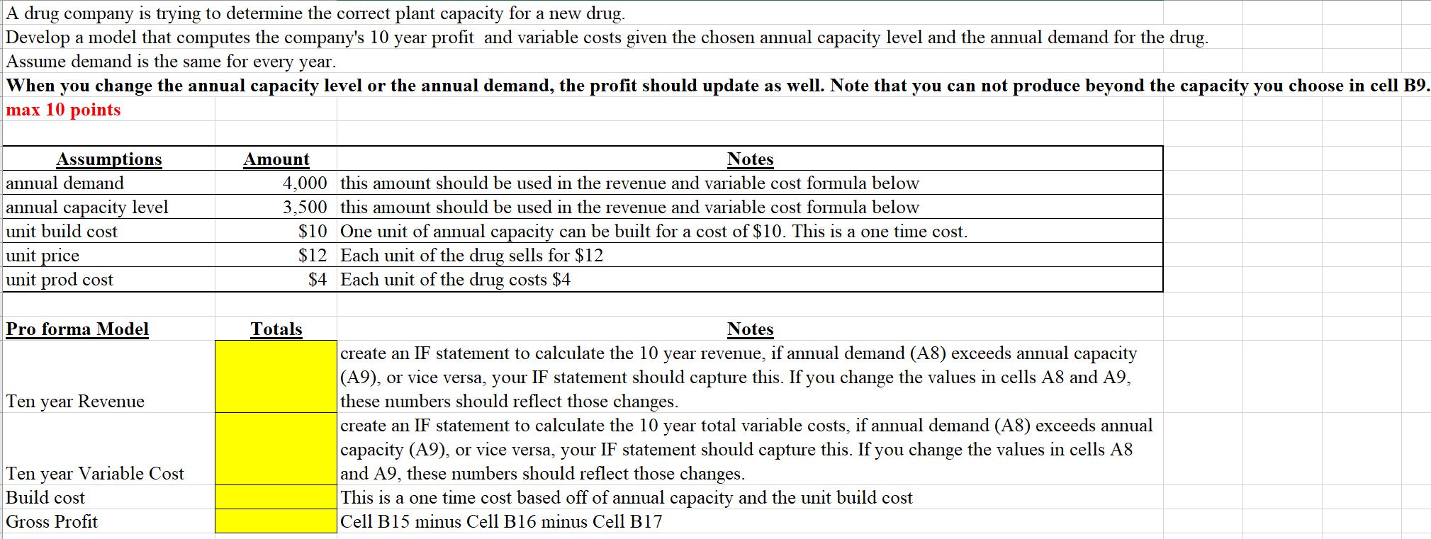 WHAT WOULD THE EXCEL FORMULA BE USING IF STATEMENTS. A drug company