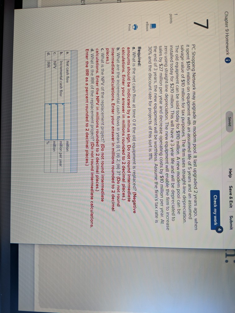  Saved Help Save & Exit Submit Chapter 9 Homework A Check