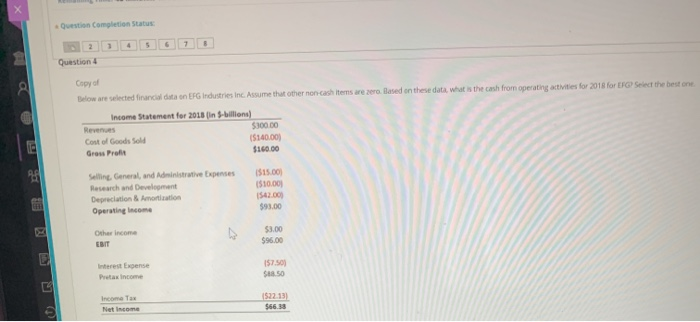  Question Completion Status: 2 1 5 7 8 Question 4 Copy