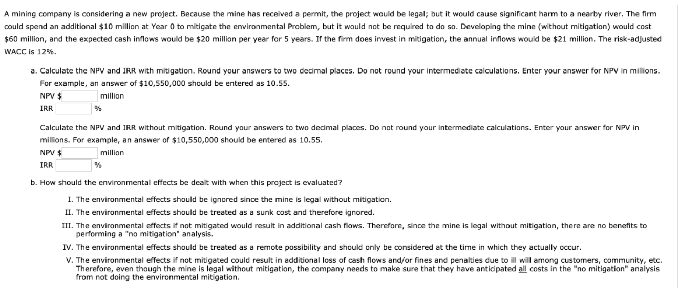 C.Should this project be undertaken? option1: Even when mitigation is considered