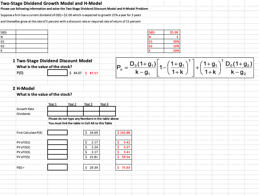 Plp Please fill in the box's using Excel formatting. The correct answers